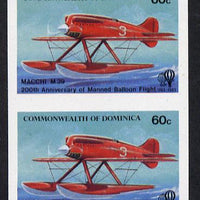 Dominica 1983 Manned Flight 60c (Macchi M39 Seaplane) imperf pair unmounted mint, as SG 854