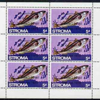 Stroma 1970 Fish 5d (Haddock) with '6th Anniversary of Death of Sir Winston Churchill' opt in error complete perf sheetlet of 6 values unmounted mint