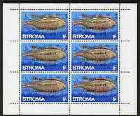 Stroma 1970 Fish 1s (Sole) with silver dot obliterating '6th' then opt'd '5th Anniversary of Death of Sir Winston Churchill' complete perf sheetlet of 6 values unmounted mint