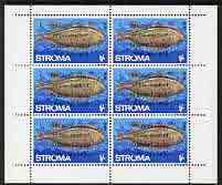 Stroma 1970 Fish 1s (Sole) with silver dot obliterating '6th' then opt'd '5th Anniversary of Death of Sir Winston Churchill' complete perf sheetlet of 6 values unmounted mint