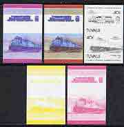 Tuvalu 1985 Locomotives #5 (Leaders of the World) 40c 'SD-50 Diesel' set of 5 imperf progressive proof pairs comprising 3 individual colours plus 2 & 3 colour composites unmounted mint (5 se-tenant proof pairs as SG 350a)