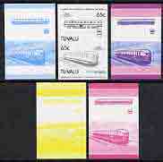 Tuvalu 1985 Locomotives #5 (Leaders of the World) 65c 'Flying Hamburger' set of 5 imperf progressive proof pairs comprising the 4 individual colours plus 2 colour composite unmounted mint (5 se-tenant proof pairs as SG 354a)