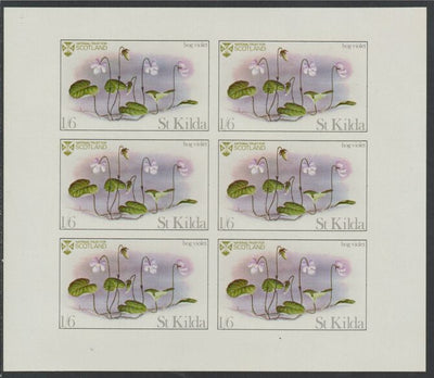 St Kilda 1970 Flowers 1s6d (Bog Violet) complete imperf sheetlet of 6 unmounted mint