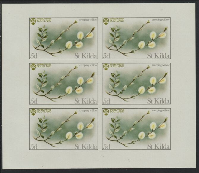 St Kilda 1970 Flowers 5d (Creeping Willow) complete imperf sheetlet of 6 unmounted mint
