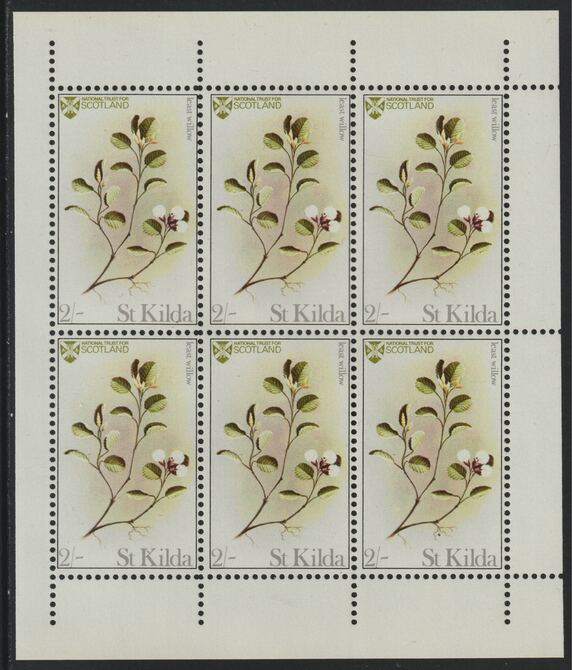 St Kilda 1969 Flowers 2s (Least Willow) complete perf sheetlet of 6 unmounted mint