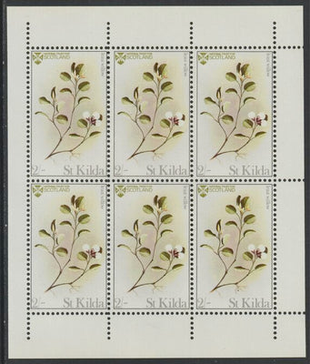 St Kilda 1969 Flowers 2s (Least Willow) complete perf sheetlet of 6 unmounted mint