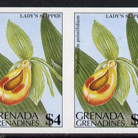 Grenada - Grenadines 1984 Flowers $4 (Lady's Slipper) unmounted mint imperf pair (as SG 586)