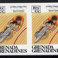 Grenada - Grenadines 1986 Olympic Games 10c (Cycling) unmounted mint imperf pair (as SG 804)