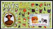 Somalia 2002 Domestic Cats of the World perf s/sheet #01 with Scout Logo & Baden Powell in background, fine cto used