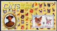 Somalia 2002 Domestic Cats of the World perf s/sheet #02 with Scout Logo & Baden Powell in background, fine cto used