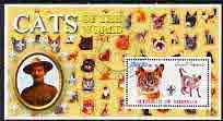 Somalia 2002 Domestic Cats of the World perf s/sheet #02 with Scout Logo & Baden Powell in background, fine cto used