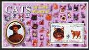 Somalia 2002 Domestic Cats of the World perf s/sheet #04 with Scout Logo & Baden Powell in background, fine cto used