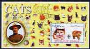 Somalia 2002 Domestic Cats of the World perf s/sheet #09 with Scout Logo & Baden Powell in background, fine cto used