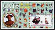 Somalia 2002 Domestic Cats of the World perf s/sheet #10 with Scout Logo & Baden Powell in background, fine cto used