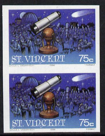 St Vincent 1986 Halley's Comet 75c (Newton's Telescope) imperf single as SG 975 unmounted mint
