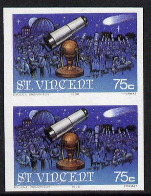 St Vincent 1986 Halley's Comet 75c (Newton's Telescope) imperf single as SG 975 unmounted mint