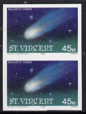 St Vincent 1986 Halley's Comet 45c (Comet) imperf single as SG 973 unmounted mint