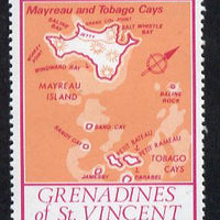 St Vincent - Grenadines 1977 the unissed Map stamp (without value) with Royal Visit overprint omitted (Map of Mayreau Island in orange) unmounted mint