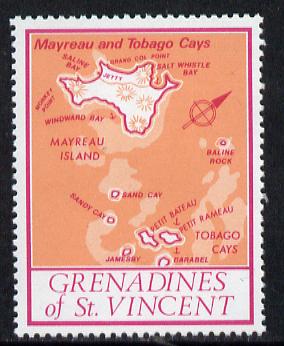 St Vincent - Grenadines 1977 the unissed Map stamp (without value) with Royal Visit overprint omitted (Map of Mayreau Island in orange) unmounted mint