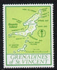 St Vincent - Grenadines 1977 the unissed Map stamp (without value) with Royal Visit overprint omitted (Map of Le Quatre Island in green) unmounted mint