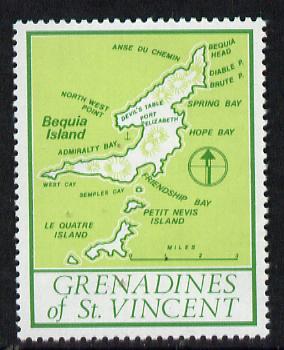 St Vincent - Grenadines 1977 the unissed Map stamp (without value) with Royal Visit overprint omitted (Map of Le Quatre Island in green) unmounted mint