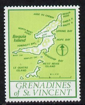 St Vincent - Grenadines 1977 the unissed Map stamp (without value) with Royal Visit overprint omitted (Map of Le Quatre Island in green) unmounted mint