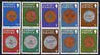 Guernsey 1979-83 Coins 1/2p to 10p (green) short set of 10 values unmounted mint, SG 177-86