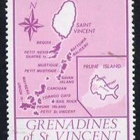 St Vincent - Grenadines 1977 the unissed Map stamp (without value) with Royal Visit overprint omitted (Map of Prune Island in mauve) unmounted mint