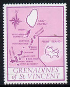 St Vincent - Grenadines 1977 the unissed Map stamp (without value) with Royal Visit overprint omitted (Map of Prune Island in mauve) unmounted mint