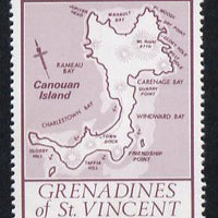 St Vincent - Grenadines 1977 the unissed Map stamp (without value) with Royal Visit overprint omitted (Map of Canouan Island in purple) unmounted mint