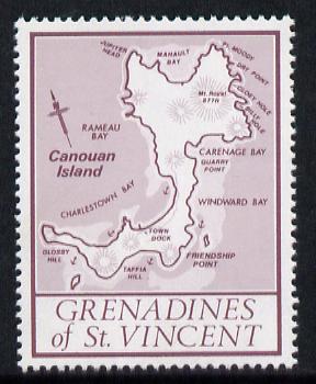 St Vincent - Grenadines 1977 the unissed Map stamp (without value) with Royal Visit overprint omitted (Map of Canouan Island in purple) unmounted mint