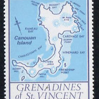 St Vincent - Grenadines 1977 the unissed Map stamp (without value) with Royal Visit overprint omitted (Map of Canouan Island in blue) unmounted mint