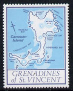 St Vincent - Grenadines 1977 the unissed Map stamp (without value) with Royal Visit overprint omitted (Map of Canouan Island in blue) unmounted mint
