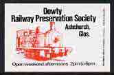 Match Box Label - Dowty Railway Preservation Society (showing Narrow Gauge Steam Loco) unused and pristine