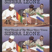 Sierra Leone 1984 Mano River 41c (Signing Ceromony) imperf pair unmounted mint (as SG 786)