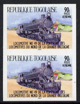 Togo 1984 Railways 90f (Northern Rly Loco) imperf pair (as SG 1754)