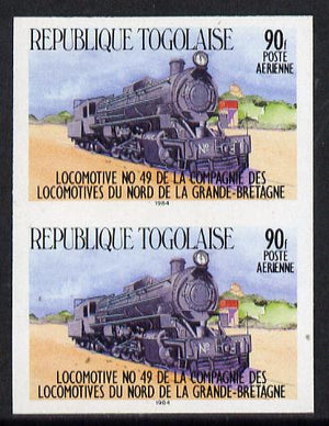 Togo 1984 Railways 90f (Northern Rly Loco) imperf pair (as SG 1754)