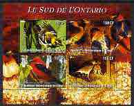 Congo 2004 Birds - Le Sud de L'Ontario perf sheetlet containing 4 values fine cto used