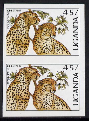 Uganda 1987 Flora & Fauna 45s (Cheetahs & Palm) imperf pair (as SG 564)