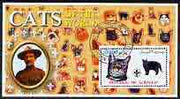 Somalia 2002 Domestic Cats of the World perf s/sheet #11 with Scout Logo & Baden Powell in background, fine cto used