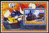 Congo 2005 Steam Locos #03 perf s/sheet with Disney characters in background cto used