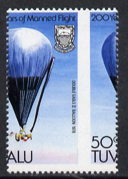 Tuvalu 1983 Manned Flight 50c (Double Eagle II Balloon) with superb 9mm shift of vert perfs unmounted mint, as SG 225