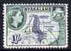 Nyasaland 1953-54 Map 1s (from def set) fine cds used, SG 182