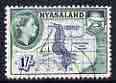 Nyasaland 1953-54 Map 1s (from def set) fine cds used, SG 182