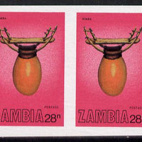Zambia 1981 Musical Instruments 28n (Ilimba) imperf pair (as SG 358) unmounted mint
