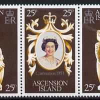 Ascension 1978 Coronation 25th Anniversary strip of 3 (QEII, Turtle & Lion) SG 233-5 unmounted mint