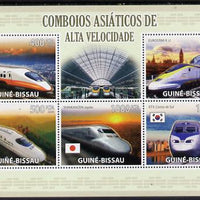 Guinea - Bissau 2009 Asian High Speed Trains perf sheetlet containing 5 values unmounted mint