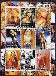 Tadjikistan 2002 Shakira perf sheetlet containing 9 values fine cto used