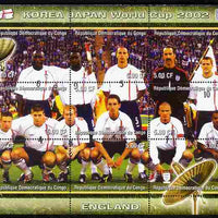 Congo 2002 Korea Japan World Cup Football Teams - England perf composite sheetlet containing 9 values unmounted mint. Note this item is privately produced and is offered purely on its thematic appeal