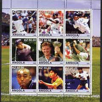 Angola 2002 Sports (Baseball, Golf & Table Tennis) perf sheetlet containing 9 values fine cto used